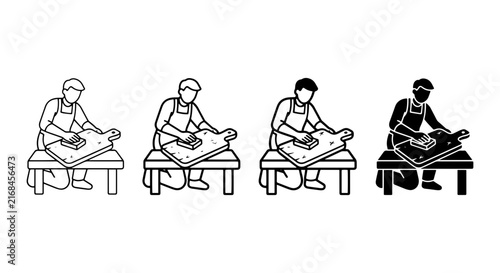 Craftsman Working Leather, Artisan Crafting Handmade Goods, Leatherworker Tooling Surface