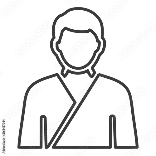 Male Patient Avatar Character Outline Icon Vector Illustration
