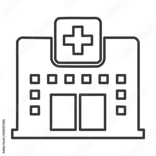 Medical Hospital Building Clinic Outline Icon Vector Illustration