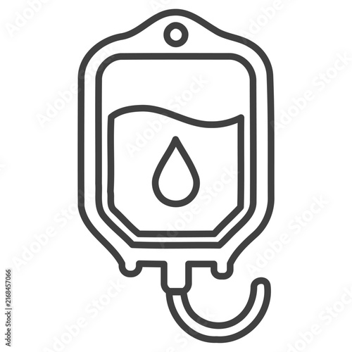 Medical IV Drip Bag with Drop Outline Icon Vector Illustration