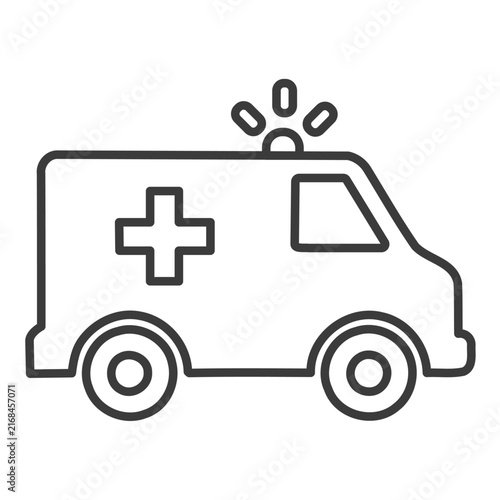 Medical Ambulance Vehicle with Cross Outline Icon Vector Illustration