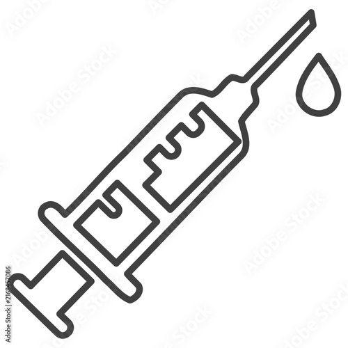 Medical Syringe and Injection Drop Outline Icon Vector Illustration