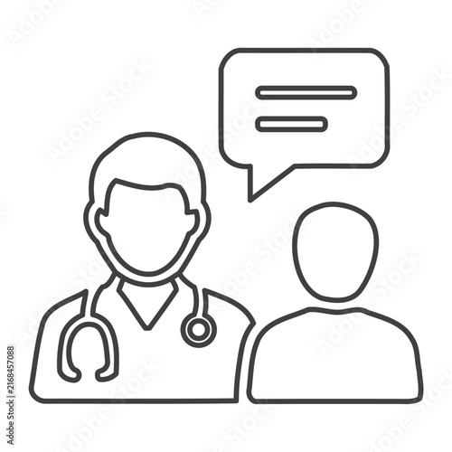 Doctor and Patient Medical Consultation Outline Icon Vector Illustration