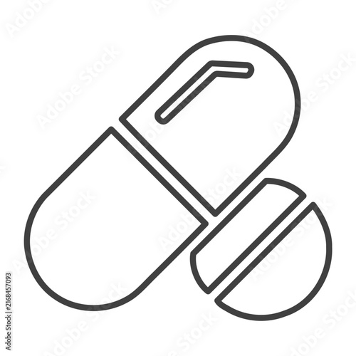 Medical Pills Capsule and Tablet Outline Icon Vector Illustration