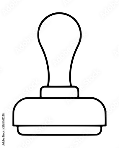 Fotografie Professional rubber stamp vector icon with a traditional handle for business documentation, library book marking, and administrative approval processes, featuring a clean black outline design