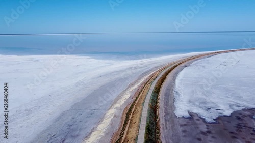 Aerial View of Elton Lake Salt Flats, Volgograd Region, Russia