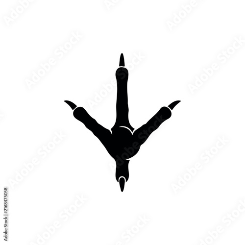 Peacock foot print silhouette icon vector illustration.
