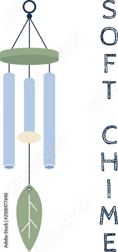 Hanging Wind Chime Illustration With English Text Soft Chime