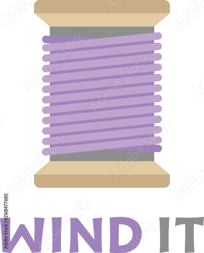 Purple Thread Spool Illustration With English Text Wind It