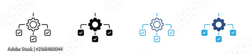 Workflow and Decision Making Icon Set. Gear, Check Boxes, Process Flow and Task Management Symbols. Vector Illustration.