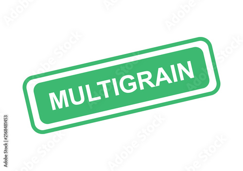 Obraz na płótnie Green rectangular stamp icon with the word multigrain written in bold white lett