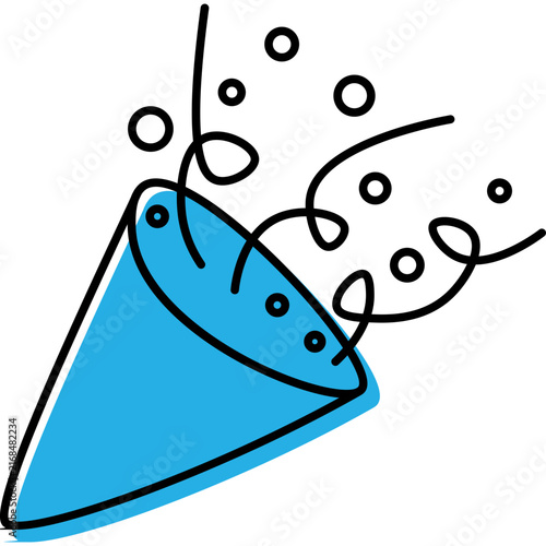 Blue party hat with confetti outline