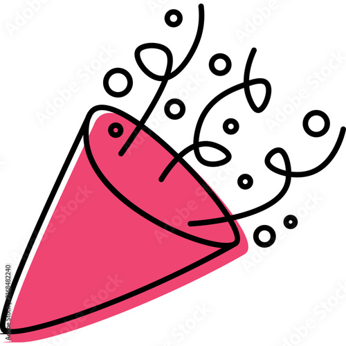 Red party hat with confetti outline