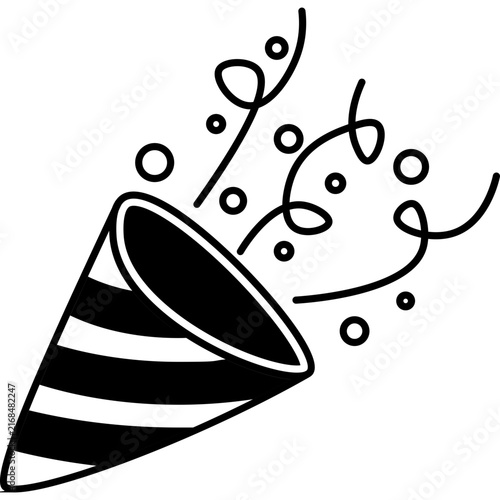 Party hat with confetti and streamers