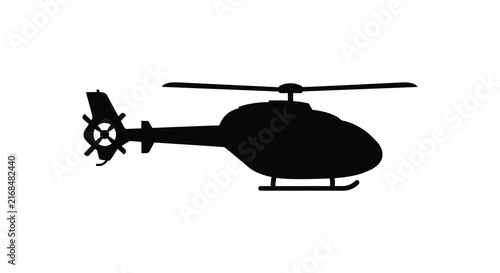 Black helicopter silhouette against a white background