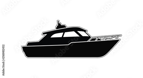 Motorboat silhouette against a white background a sleek nautical vessel silhouette