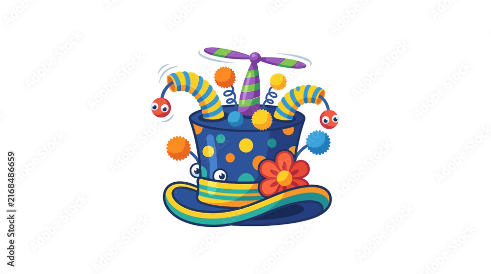 Naklejka premium Colorful Cartoon Toy Helicopter with Decorations.