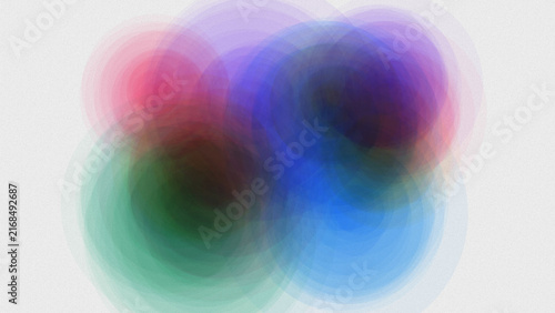 Abstract soft circular color gradients with overlapping translucent rings in blue, green, and pink on a clean light gray background texture