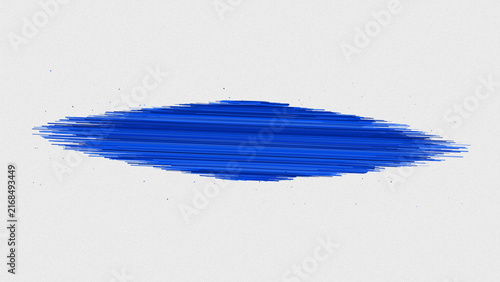 Canvas Print An elongated horizontal brushstroke shape composed of many thin, parallel blue l