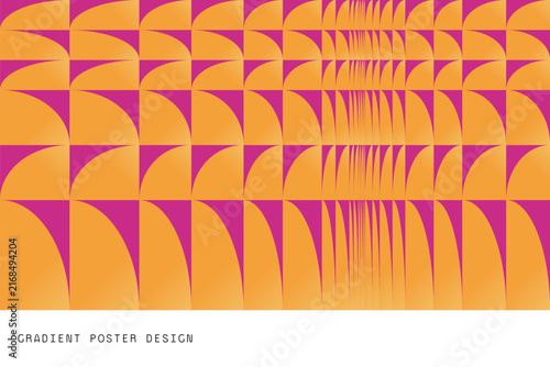 Abstract Orange Pink Geometric Pattern with Repeating Curved Shapes