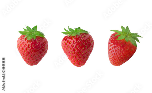 Three Strawberries isolated on white background PNG