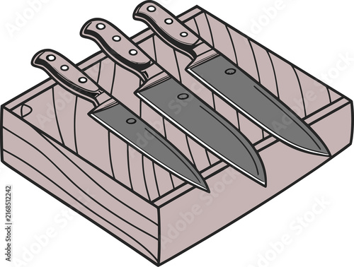Canvas Print Shiny knives arranged for Knife Day