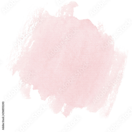 Soft pastel pink watercolor brush stroke isolated on white background
