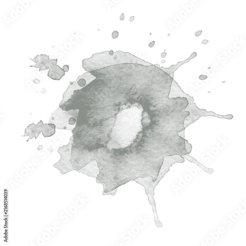 Fotografie Abstract grey watercolor splash isolated on white background for artistic design projects