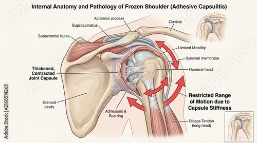 Anatomical Diagram of Frozen Shoulder and Adhesive Capsulitis Pathology