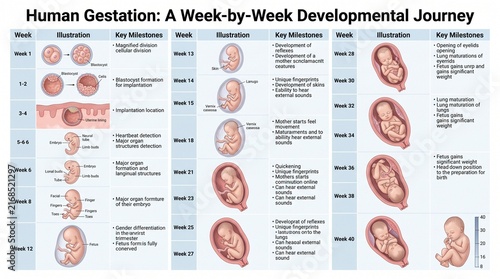 Human Gestation Developmental Journey Week by Week Chart