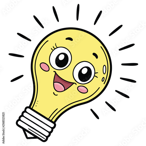 Happy Cartoon Light Bulb Character
