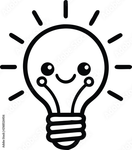Cute Cartoon Glowing Light Bulb Character