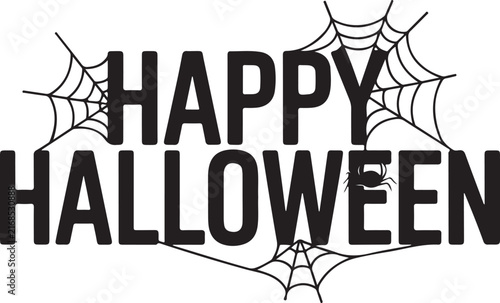 Happy Halloween Spooky Lettering Black Vector Illustration