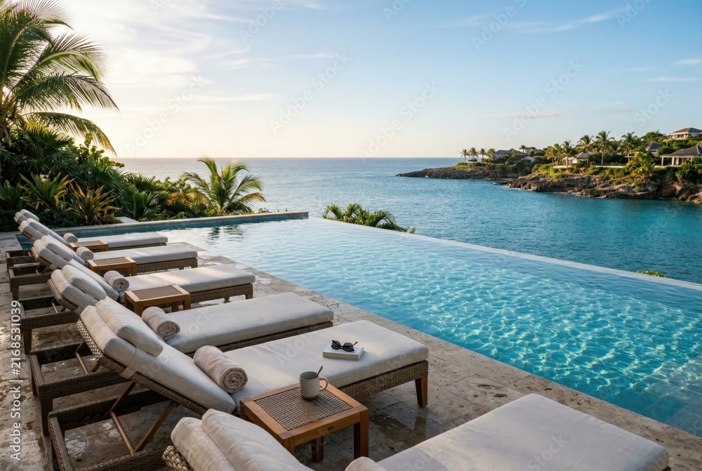 Fototapeta premium Infinity Pool with Ocean View at Luxury Resort
