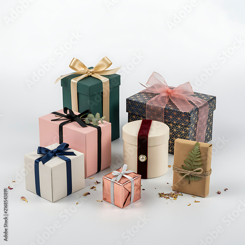 Christmas Gift Boxes with Ribbons and Bows for Christmas, Birthday, Valentine, Anniversary, Holiday Celebration, Surprise, Shopping and Gift Wrapping