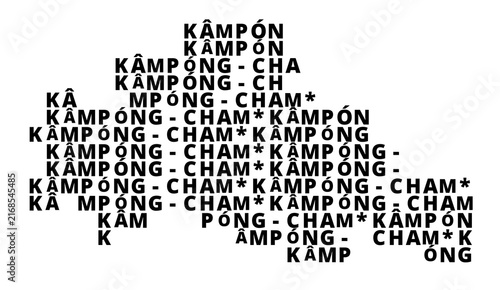 Photography Symbol Map of the Province Kampong Cham (Cambodia) showing the area with the nam