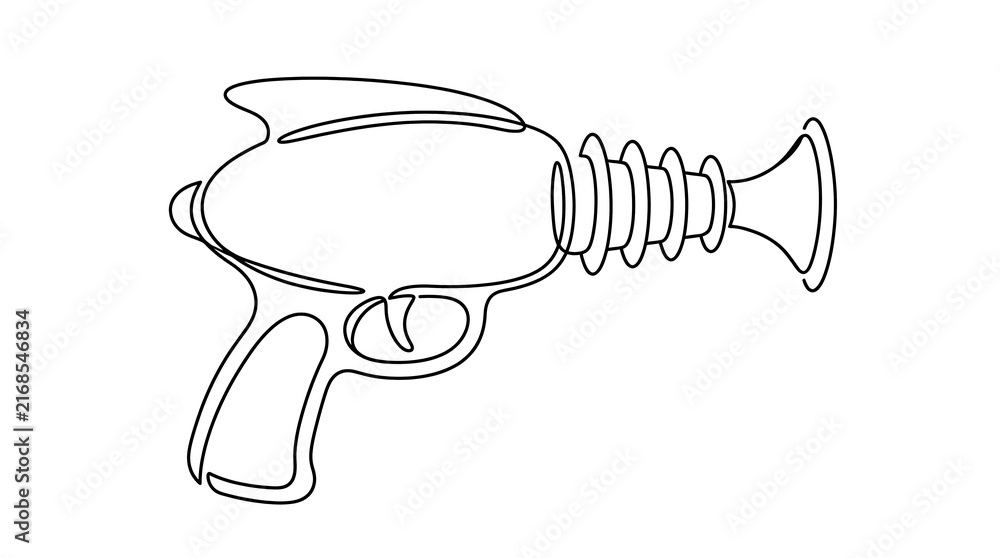 Foto Retro Sci-Fi Ray Gun Blaster Continuous Single Line Art