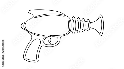 Bild auf Leinwand Retro Sci-Fi Ray Gun Blaster Continuous Single Line Art
