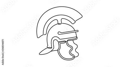 Fotografie Roman Centurion Helmet One Line Drawing Minimalist Vector Art