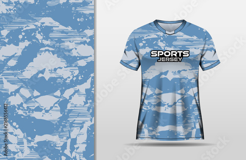 Sports jersey design with abstract grunge gray and blue background