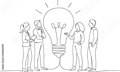 Diverse Business Team Developing a Creative Idea with Light Bulb Concept