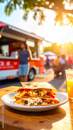 Quesadilla auf Foodtruck-Festival im Sonnenschein