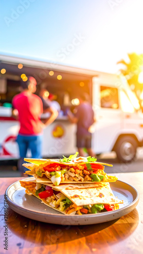 Quesadilla auf Foodtruck-Festival im Sonnenschein