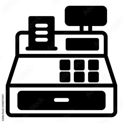 cash register glyph icon vector illustration isolated on white background