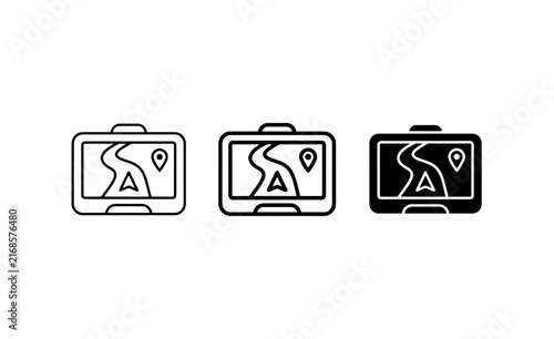 GPS Navigation Device Icons, Set of 3 Vector Graphics for Travel and Location Apps