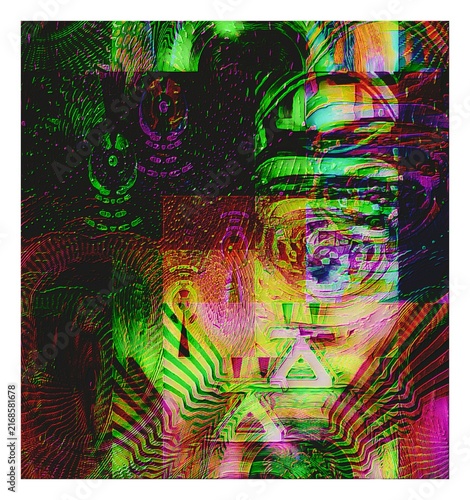 abstract colorful background , cyberpunk mix media vibrant scape 