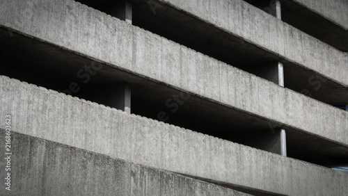 Brutalist concrete architecture facade with horizontal layers