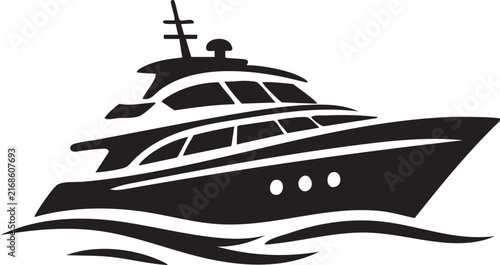 Modern luxury boat and yacht vector collection on waves