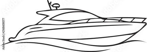 Elegant Luxury Yacht Side Profile Line Art Illustration