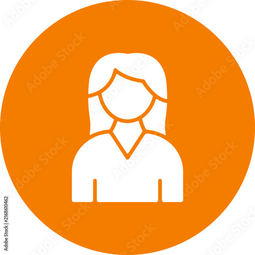 Young Lady Female Circle Icon, Young Woman Avatar Icon, Young Lady Profile Symbol